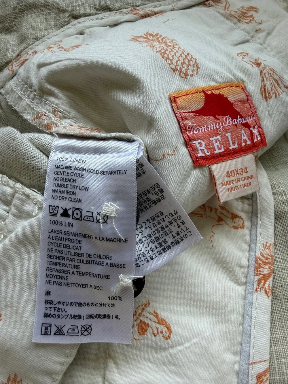 Tommy Bahama Men’s Linen Pants light kakhi color